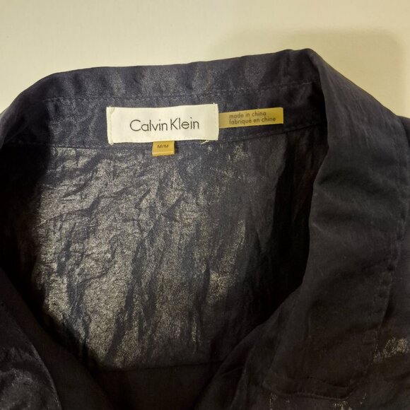 Calvin Klein Waxed Navy Blue Dress Shirt - Picture 5 of 7